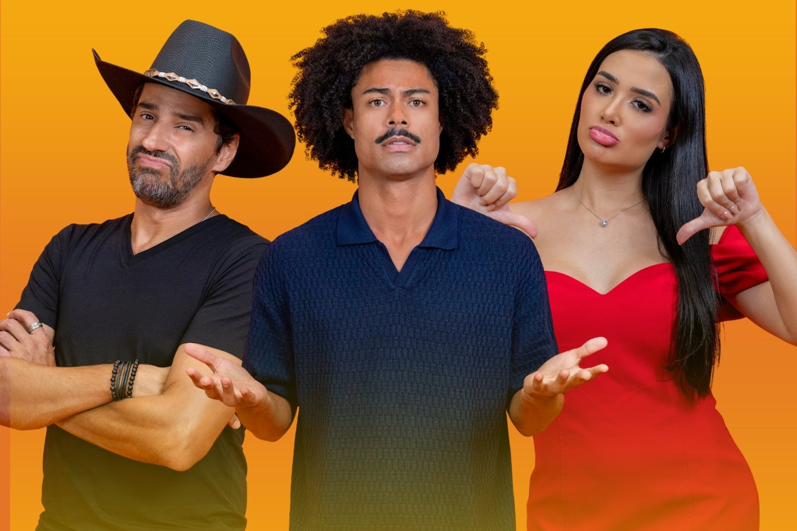 1 de 1 Alberto Cowboy, Breno e Jordana - Foto: Manoella Mello/Globo